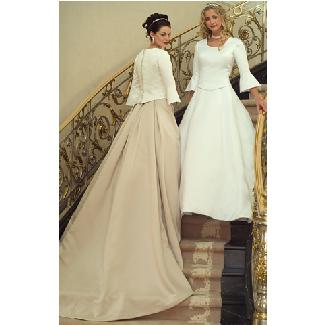 Eternity Modest Wedding Gown Ivory/Mocha Size 6 Image