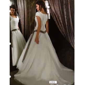 Allure Modest Wedding Gown Ivory/Chocolate Size 8 Image