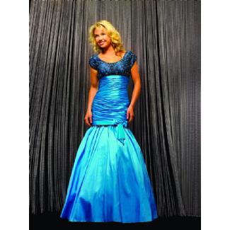 Nightmoves Prom Modest Dress Ocean/Black Size 14 Image